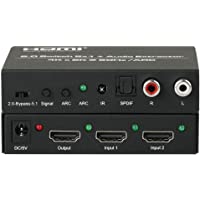 Ultra 4K60HZ 2 Port HDMI Switcher Audio Extractor Converter SPDIF + 3.5mm Output Supports 2 in 1 out-YUV4:4:4-18Gpbs…